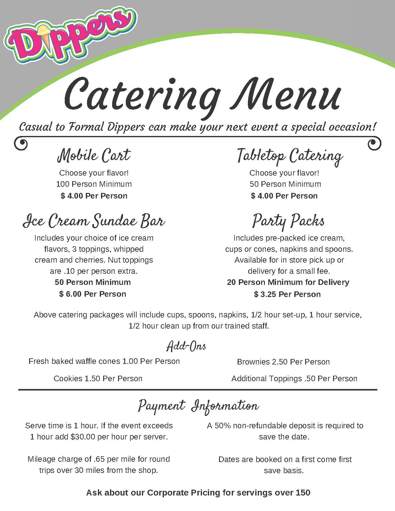 Discounted catering packages